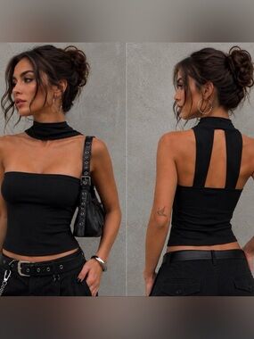 Chic Black Halter Neck Tank Top - Women's Stylish Summer Top